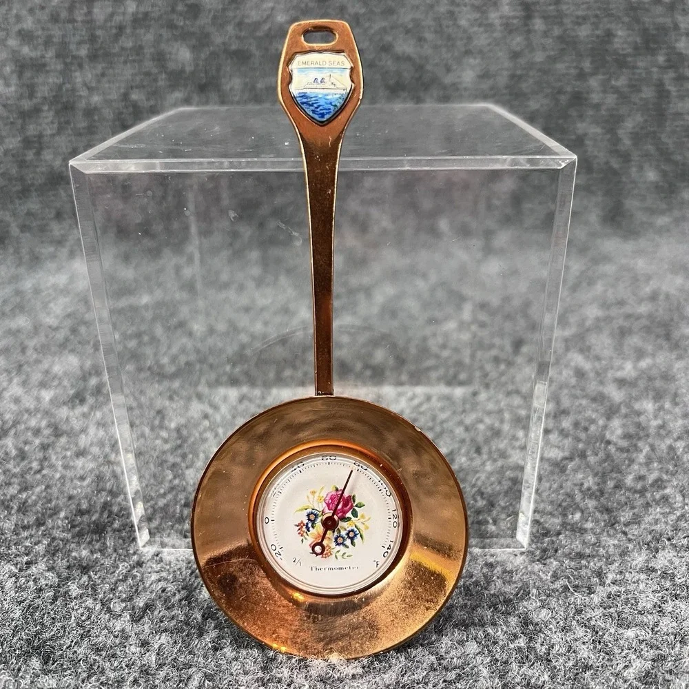 Admiral Cruises Emerald Seas Coppertone Frying Pan Thermometer 5.25